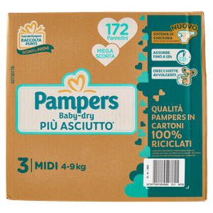 Pannolini Baby Dry Jumbopack, Taglia 3 Midi (4-9 Kg) Pampers