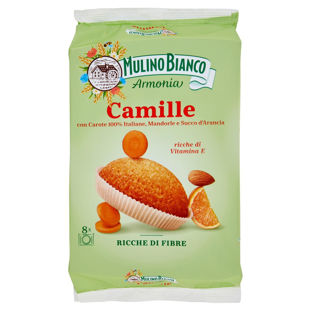 Merendine Camille Alle Carote, Mandorle E Arancia 8x38g Mulino Bianco - Foto 1