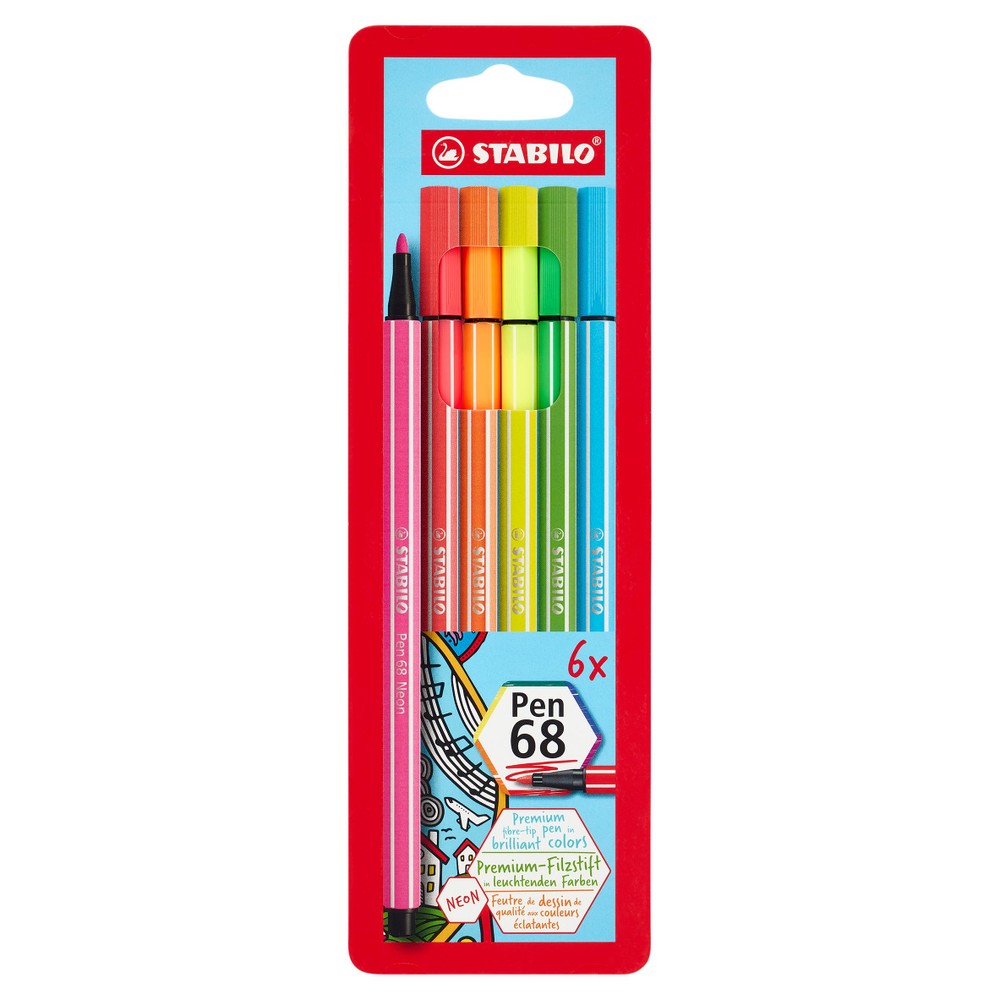 Astuccio 6 Pennarelli Pen 68 Fluo Stabilo - Foto 1