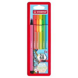 Astuccio 6 Pennarelli Pen 68 Fluo Stabilo - Foto 1