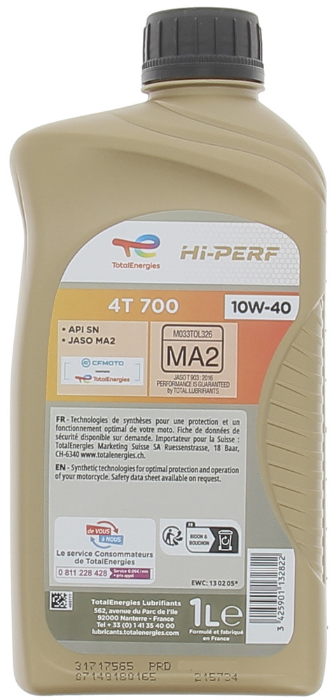 Olio Lubrificante Per Moto 4t 1l Hi-Perf Sport Total - Foto 2