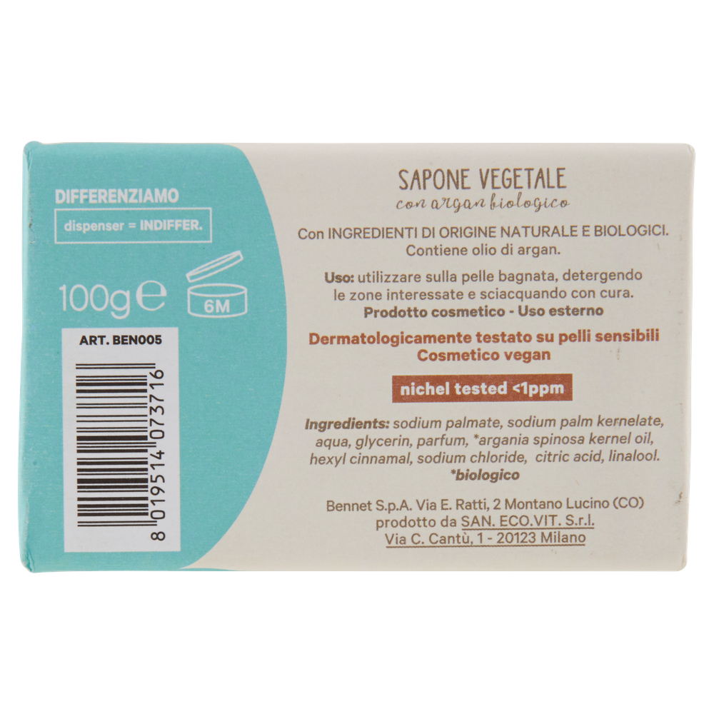Sapone Vegetale Con Argan Bennet Cosmesi Naturale Bio - Foto 3