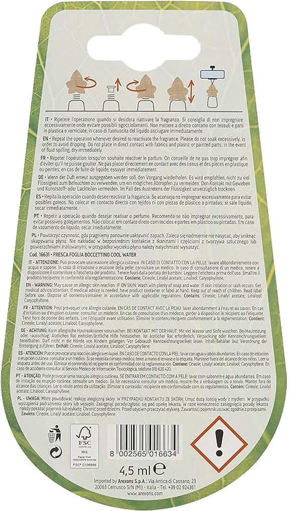Deodorante Per Auto Fresca Foglia Boccettino Liquido Pour Femme Arexon - Foto 2