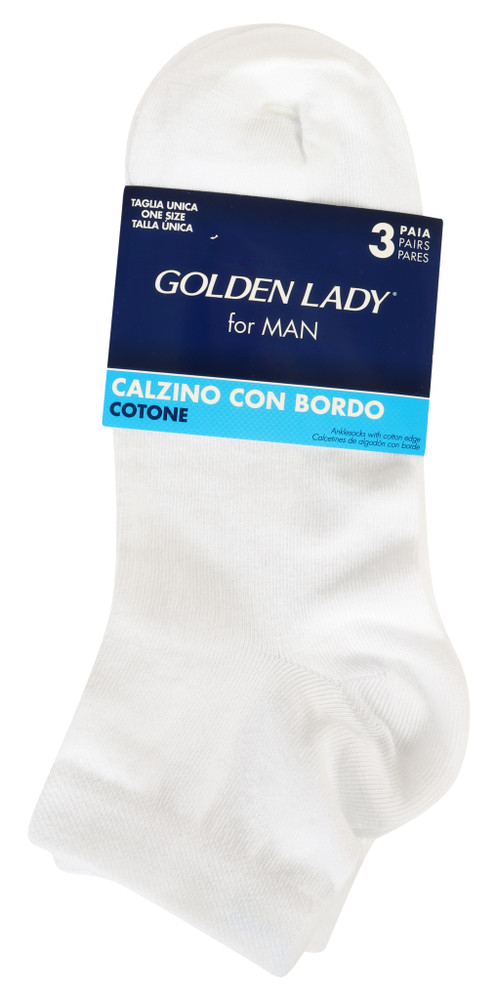 3 Calze Corte Con Bordo Uomo Taglia Unica Bianco Golden Lady - Foto 1
