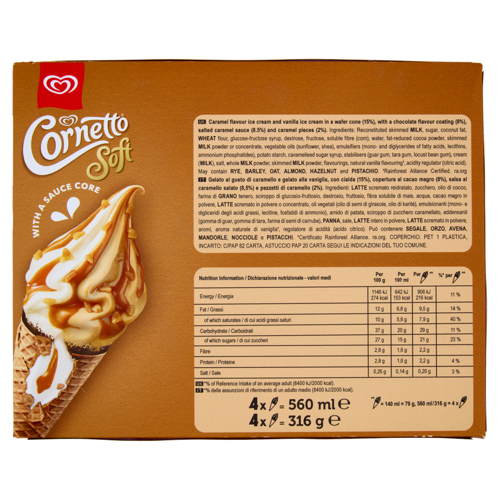 Cornetto Soft Caramel 4x79g - Foto 3