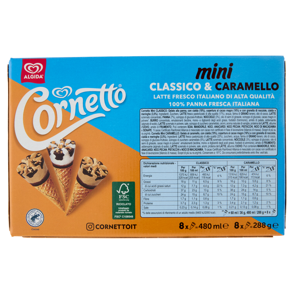 Cornetto Mini Panna E Caramello 8x36g Algida - Foto 3