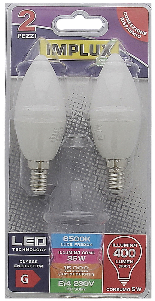 2 Lampadine A Led A Candela 35we14 Luce Fredda Implux - Foto 1