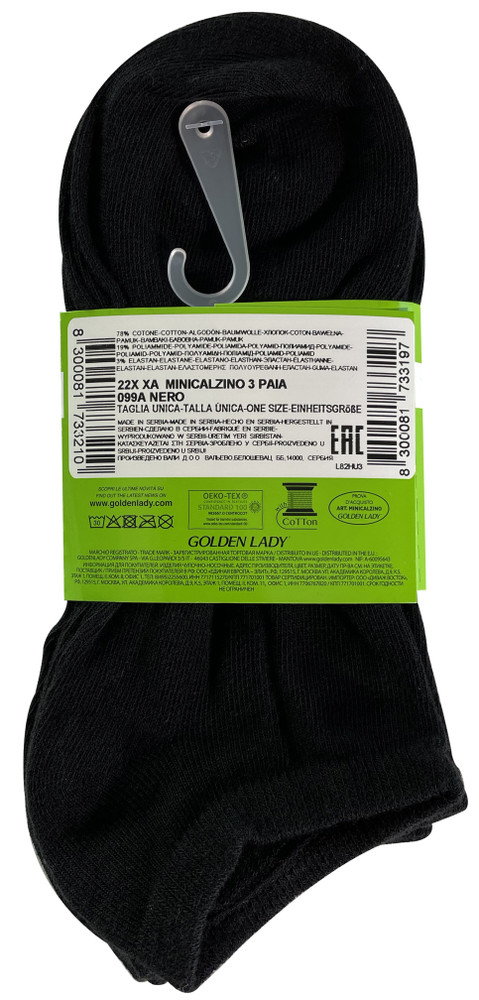 3 Calze Corte Donna Tg Unica Nero Cotone Leggero Golden Lady - Foto 2