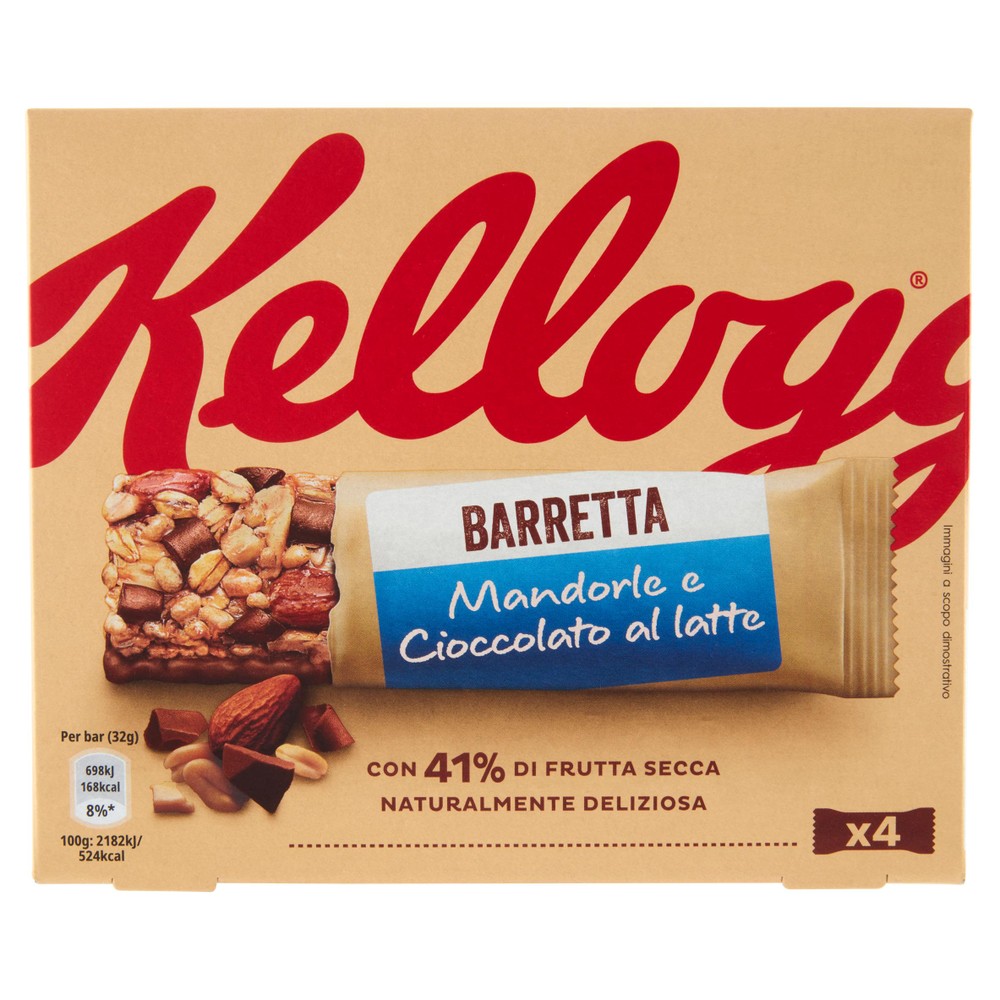 Barrette Alle Mandorle Con Cioccolato Al Latte 4x32g Kellogg's - Foto 1