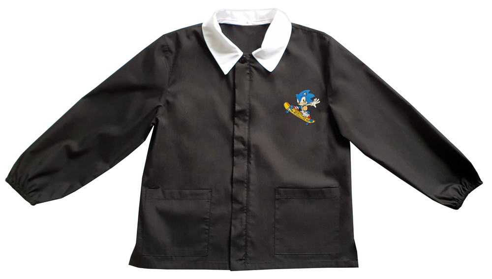 Casacca Scuola Bambino Con Cerniera 8 Anni Nero Ricamo Sonic - Foto 1