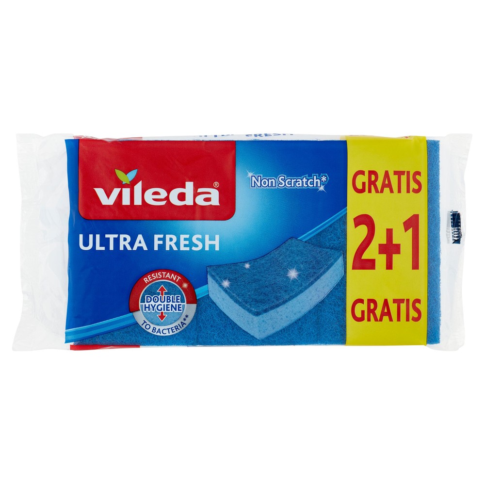Spugna Abrasiva Antigraffio Ultrafresh Vileda, Conf.Da Pz.2+1 Omaggio - Foto 1