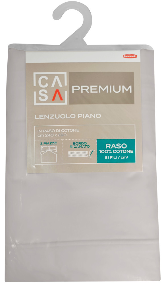 Lenzuolo Piano Raso Tinta Unita 2piazze Cm240x290 Grigio Casa Premium - Foto 1