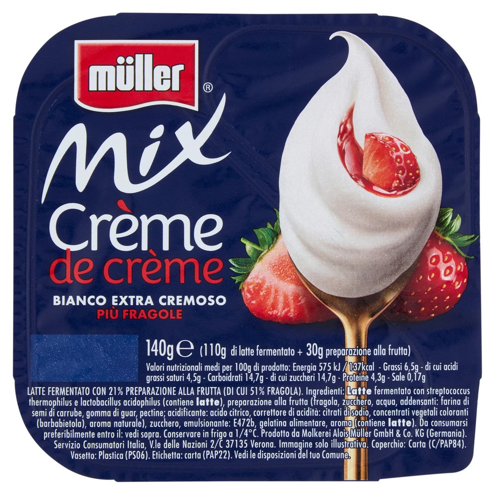 Mix Creme De Creme Bianco+fragole Muller - Foto 1