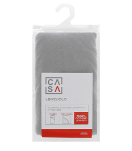 Lenzuolo Jersey Angoli Tinta Unita 1piazza Cm90x200 Grigio Chiaro Casa - Foto 1