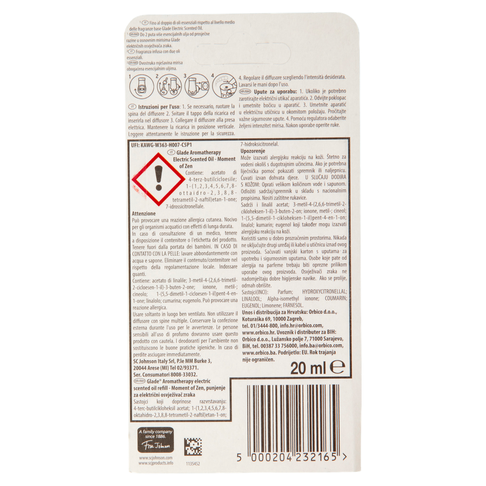Ricarica Per Deodorante Ambiente Elettrico Essential Oils Zen Glade