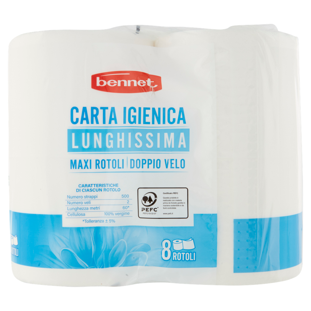 8 Rotoli Maxi Carta Igienica 2 Veli Bennet - Foto 3