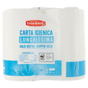 8 Rotoli Maxi Carta Igienica 2 Veli Bennet - Foto 3