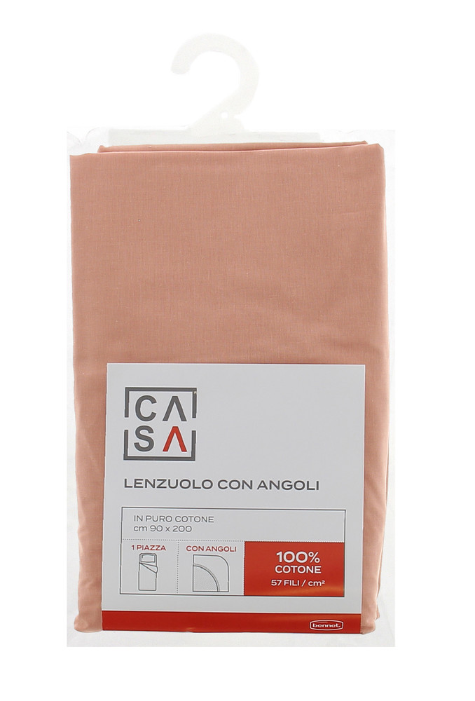Lenzuolo Con Angoli Tinta Unita 1 Piazza Cm 90x200 Arancio Casa - Foto 1