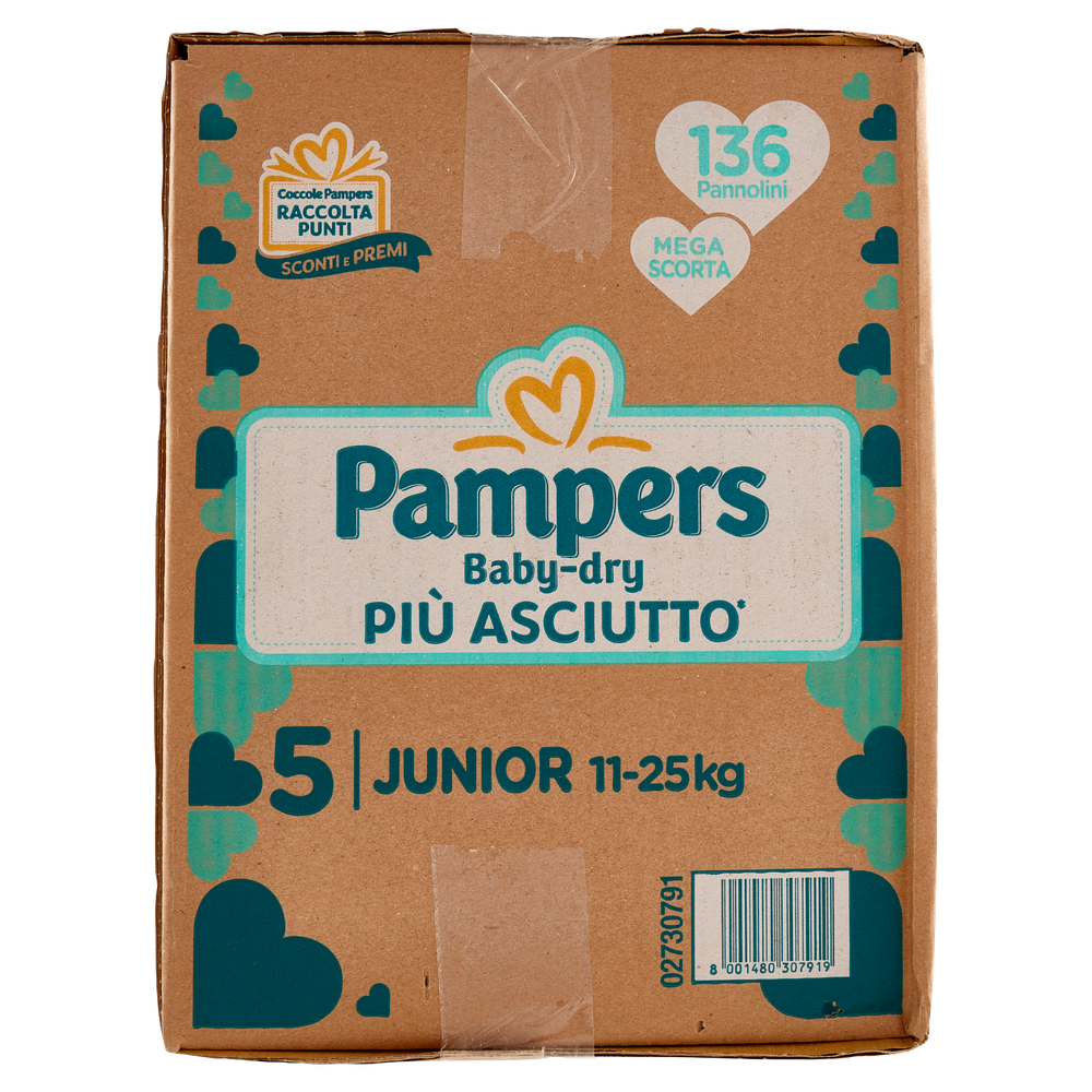 Pannolini Pampers Bbay Dry Jumbopack Junior Conf.Da 136