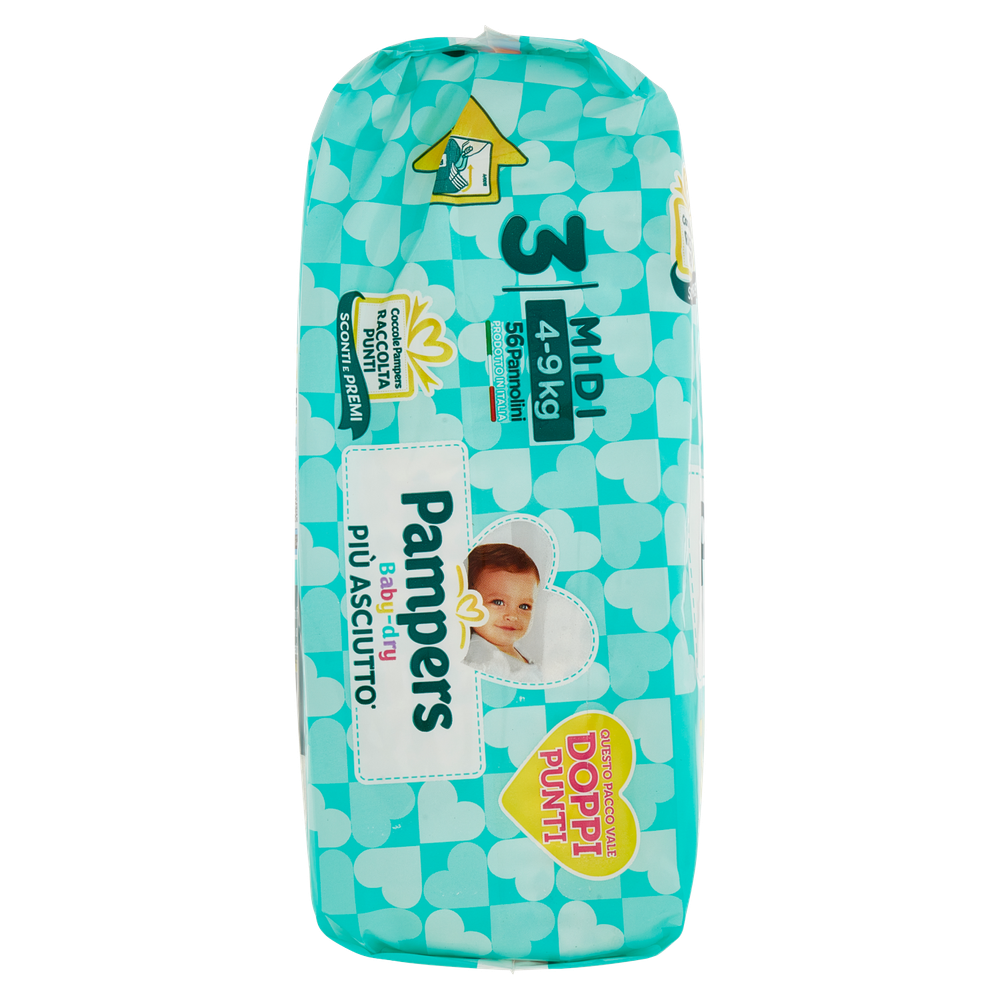 Pannolini Baby Dry 2x27, Taglia 3 Midi (4-9 Kg) Pampers