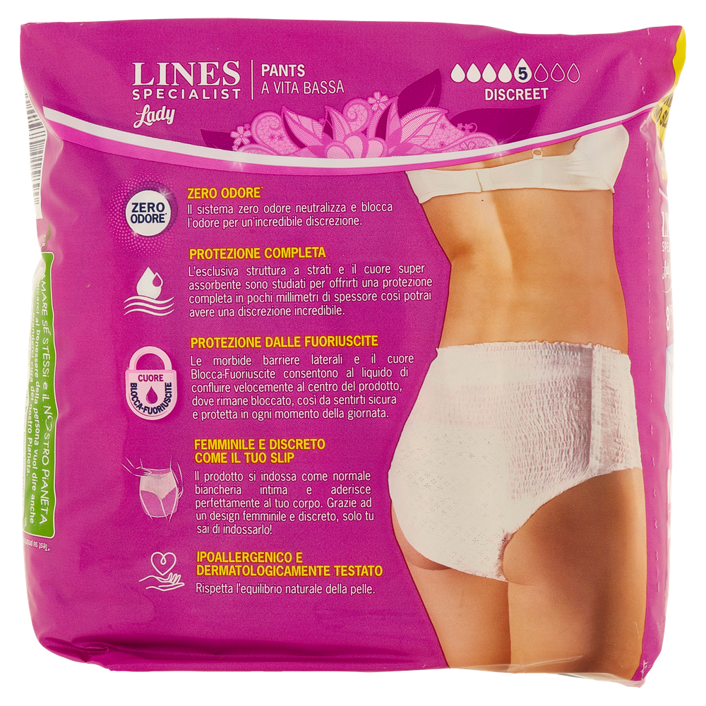 8 Pants Discreet Lady Per Incontinenza Taglia M Lines Specialist - Foto 3