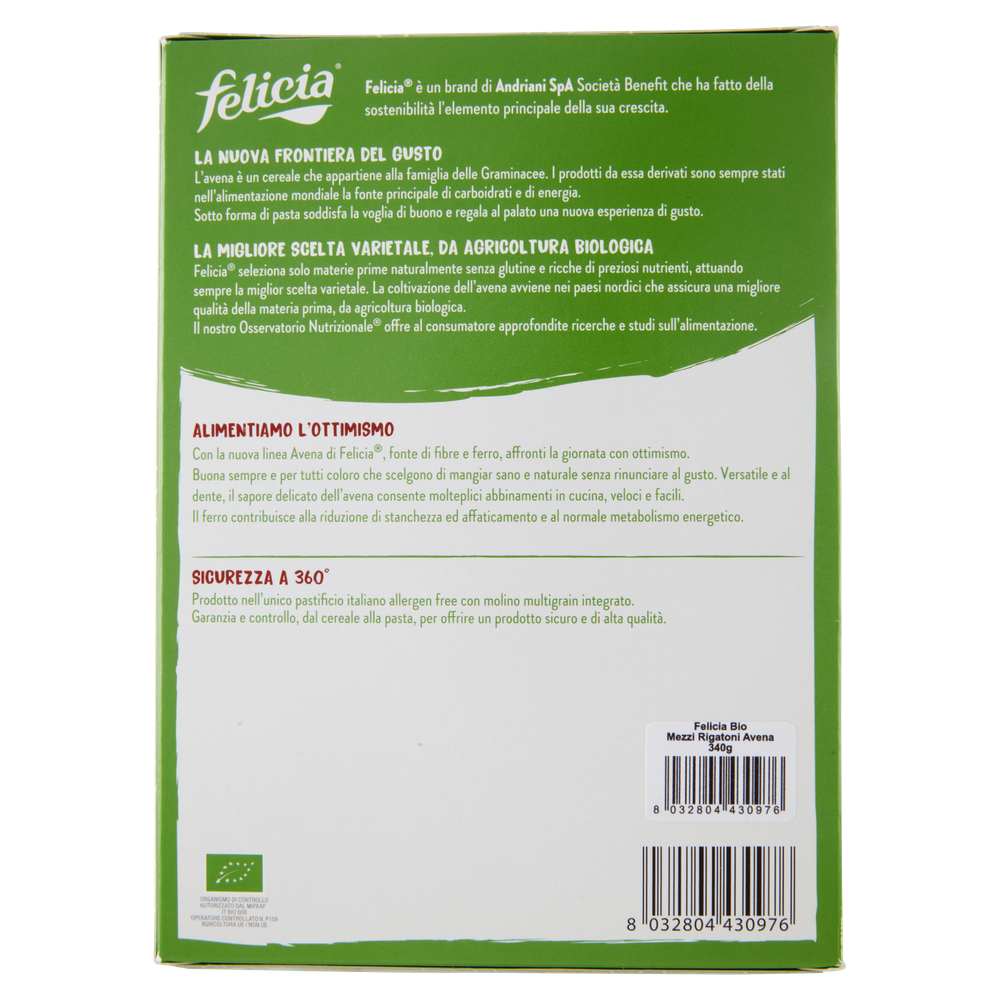 Mezzi Rigatoni Avena Felicia Bio - Foto 3