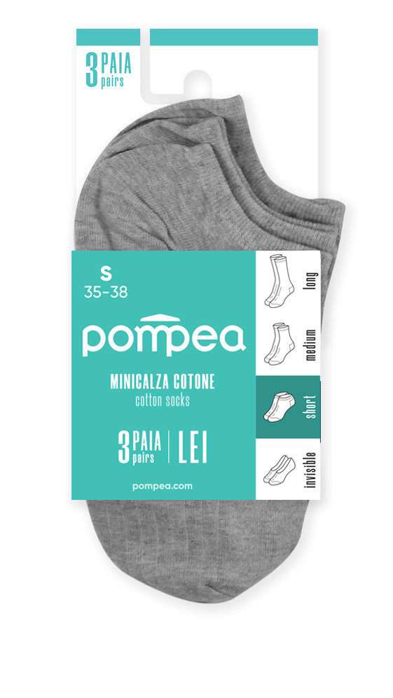 Minicalze Donna Tg.35/38 Grigio Melange Conf Da 3 Pompea - Foto 1