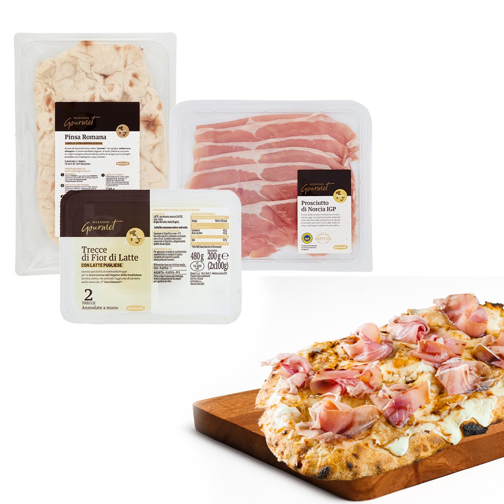 Pinsa Romana Con Prosciutto Crudo Di Norcia Igp E Treccia Fiodilatte - Foto 1