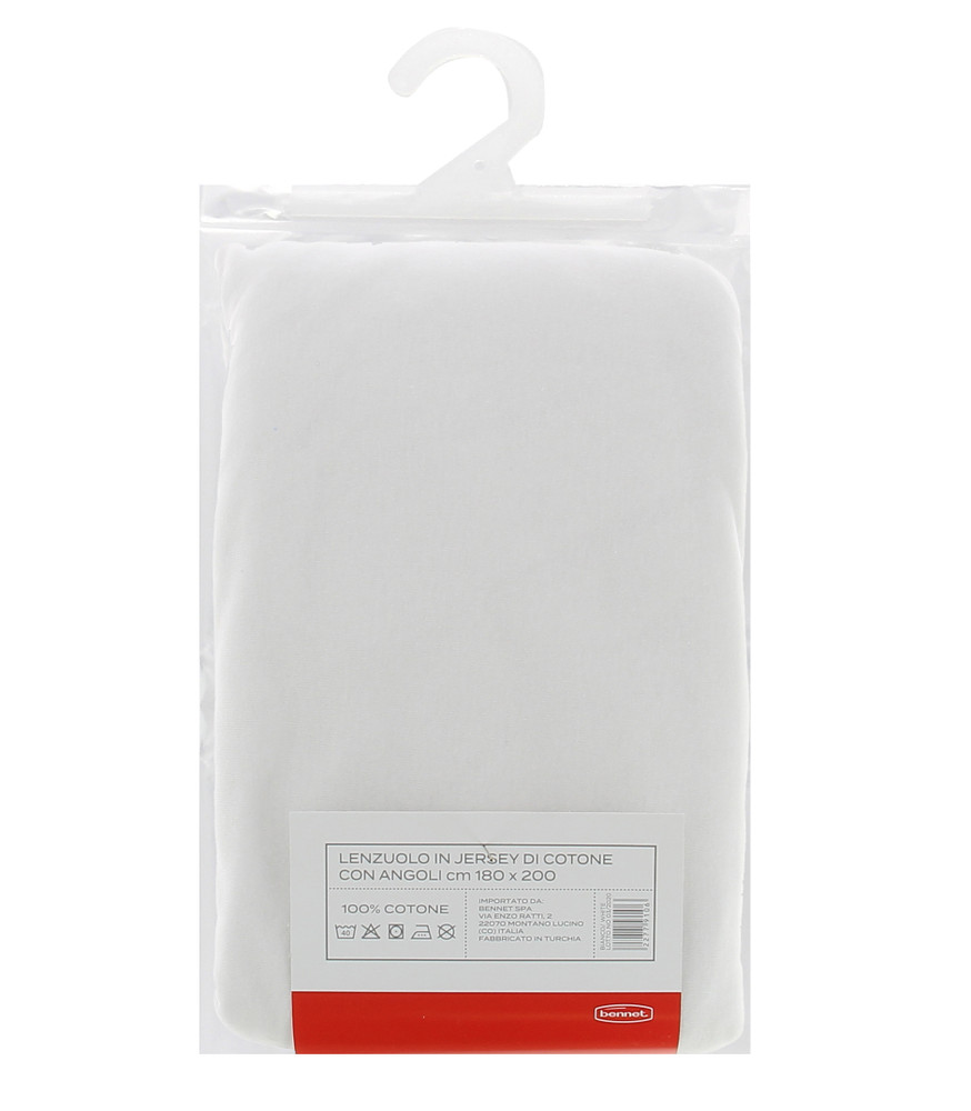 Lenzuolo Jersey Angoli Tinta Unita 2piazze Cm180x200 Bianco Casa - Foto 2