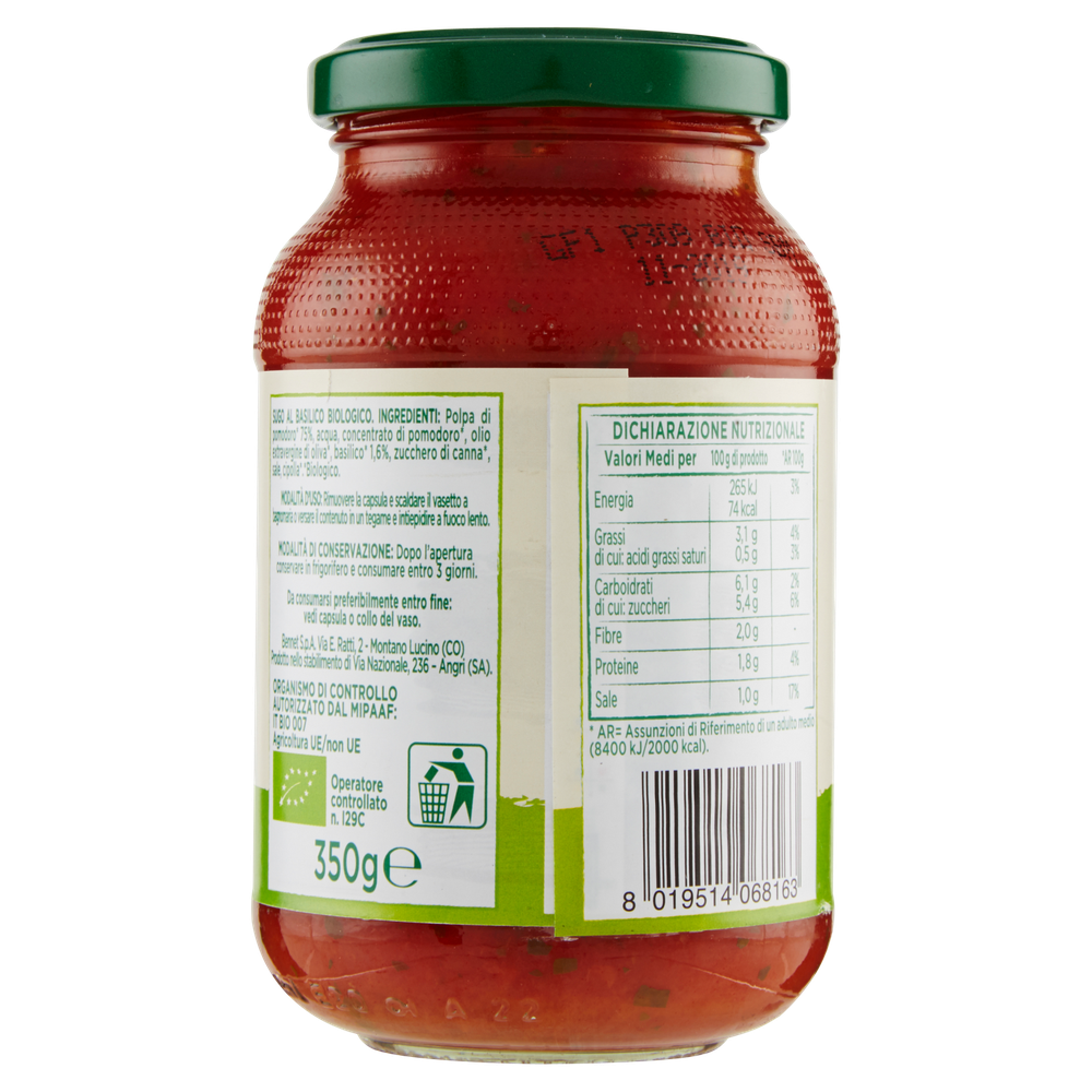 Sugo Al Basilico Biologico Bennet Bio - Foto 3
