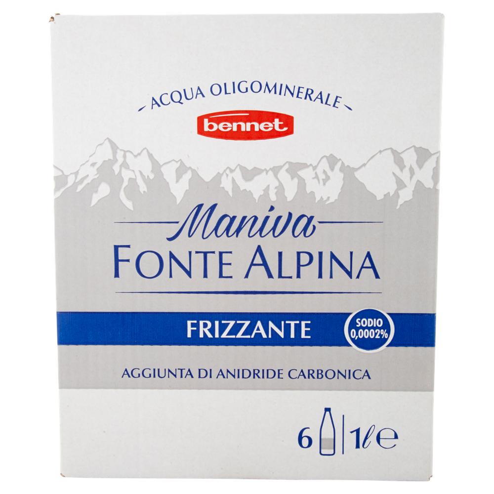 Acqua Frizzante Bennet Cartoncino Con 6 Bottiglie In Vetro Da Lt.1