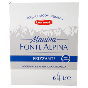 Acqua Frizzante Bennet Cartoncino Con 6 Bottiglie In Vetro Da Lt.1