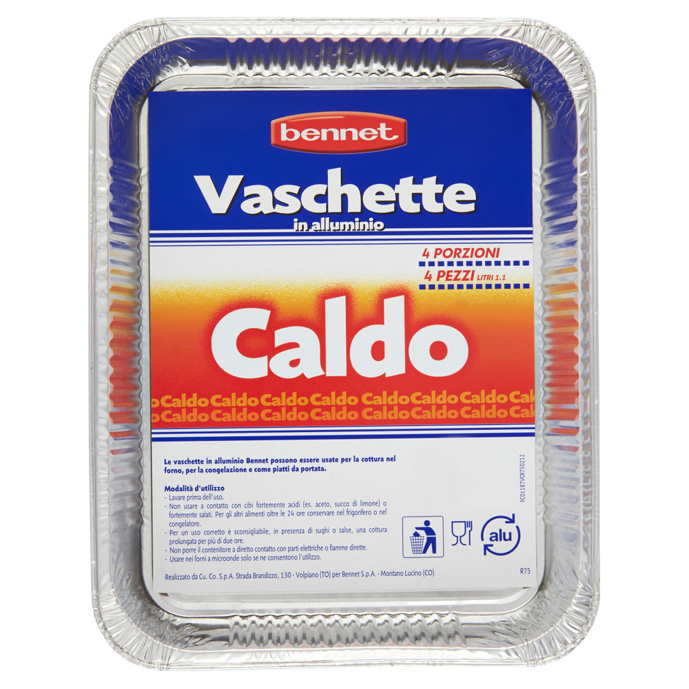 4 Vaschette Alluminio Caldo 4 Porzioni Bennet - Foto 1