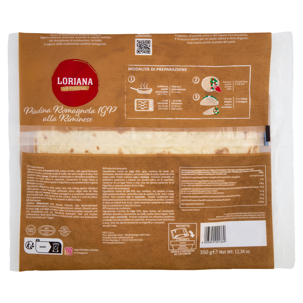 Piadina Romagnola Igp Loriana (3 Piadine) - Foto 3