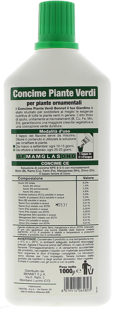 Concime Liquido Kg 1 Per Piante Verdi Bennet - Foto 3