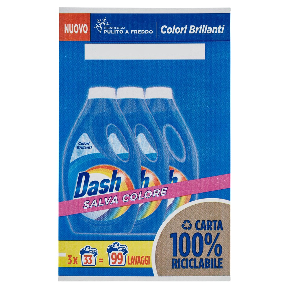 Dash Blu Detersivo Liquido Bucato Colore 3x33 Lavaggi