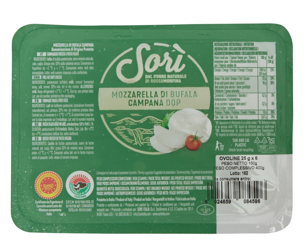 Mozzarella Di Bufala Campana Dop Ovoline Sori' - Foto 1