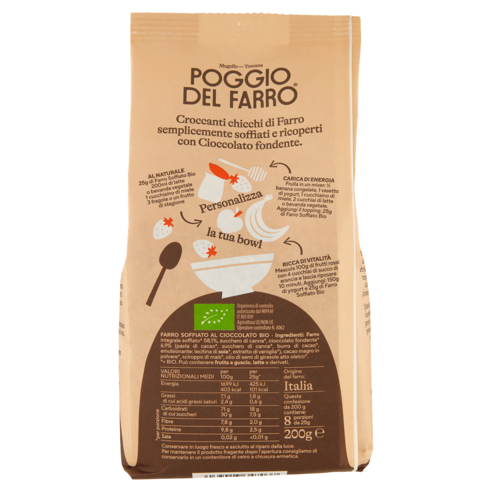 Cereali Di Farro Soffiato Bio Al Cioccolato Poggio Del Farro - Foto 3