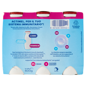 Yogurt Da Bere Ricco Di Vitamine Fragola Zero Grassi 6x100ml Actimel - Foto 3