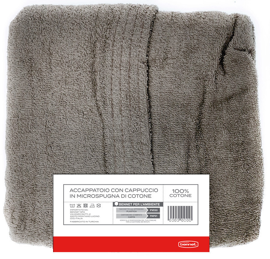 Accappatoio Unisex Con Cappuccio XL/ XXL Grigio Casa - Foto 2