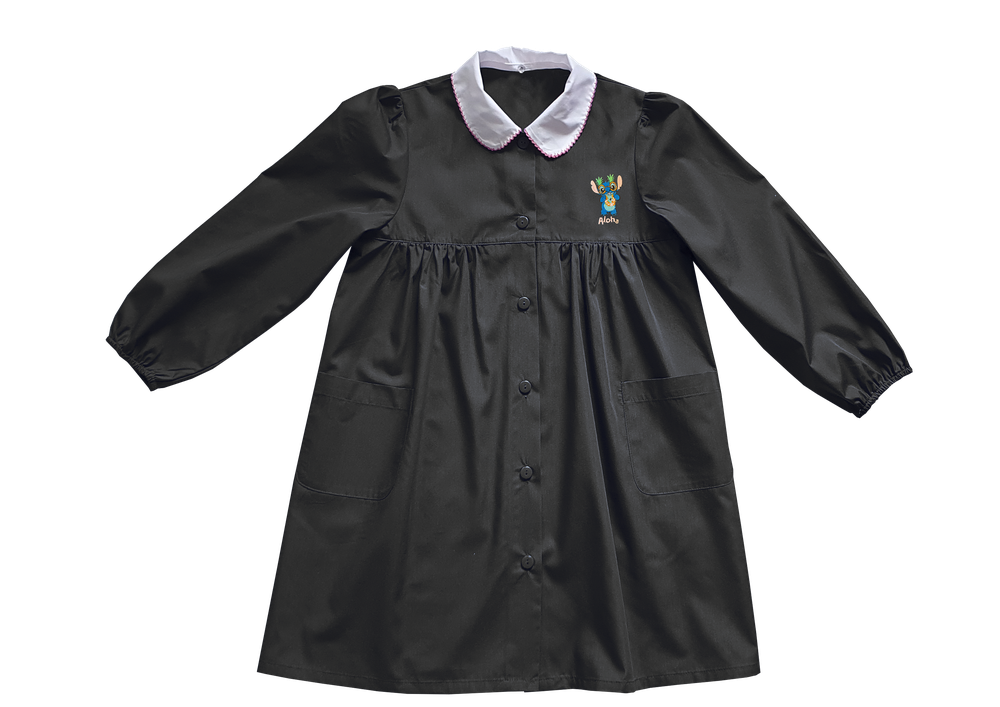 Grembiule Scuola Bambina 6 Anni Nero Ricamo Stitch - Foto 1