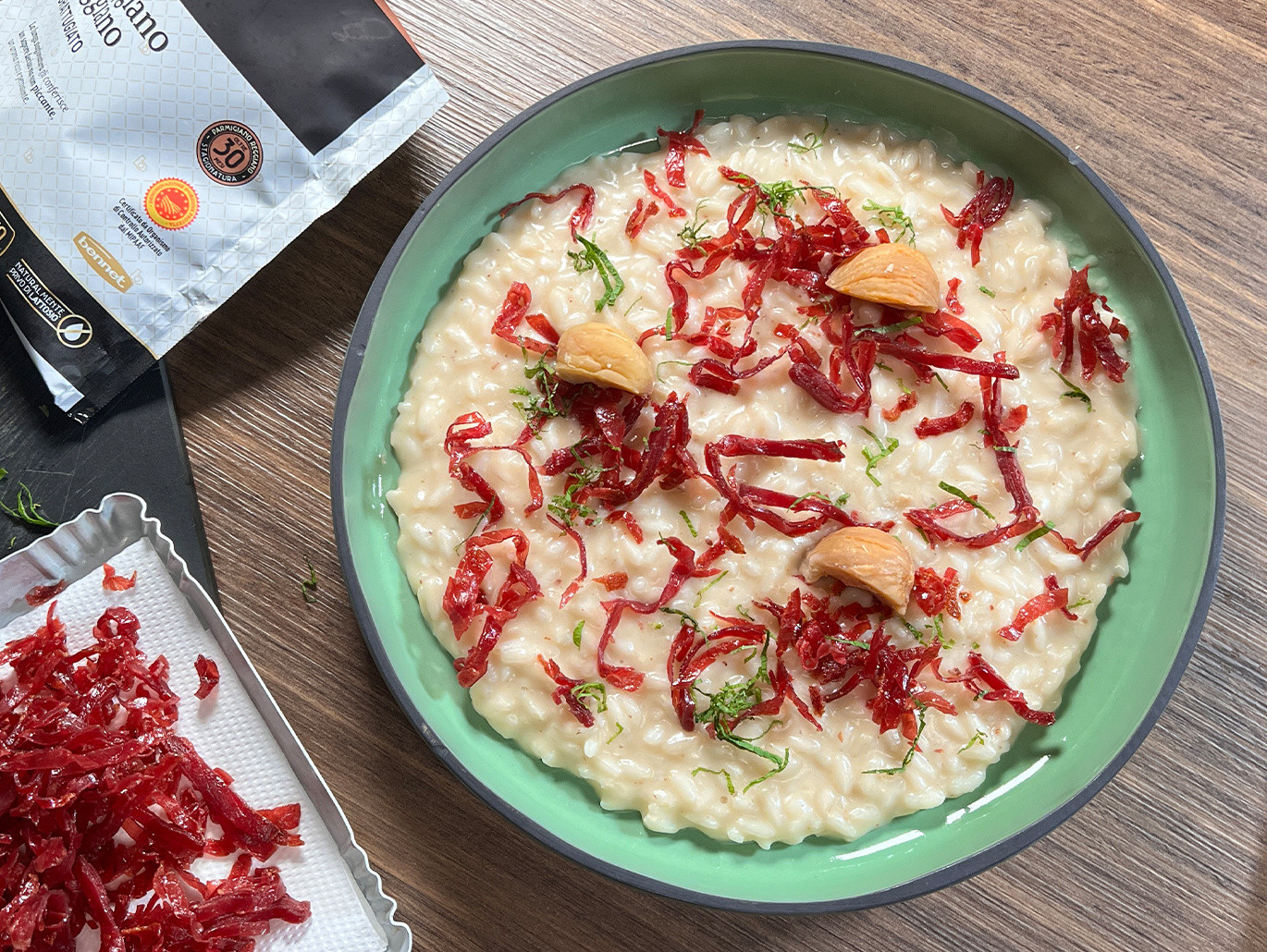 Risotto alle castagne e bresaola croccante