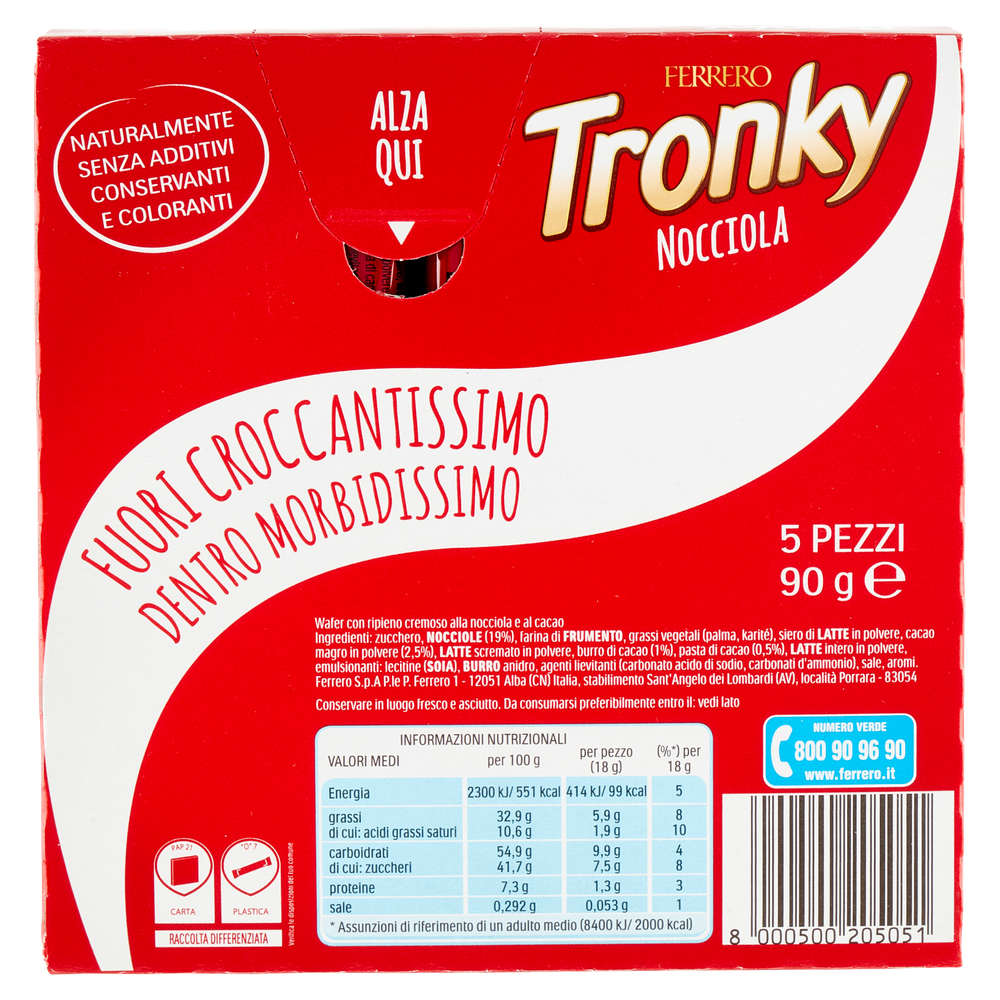 Wafer Tronky Con Ripieno Alla Nocciola Croccante 5x18g Ferrero - Foto 3