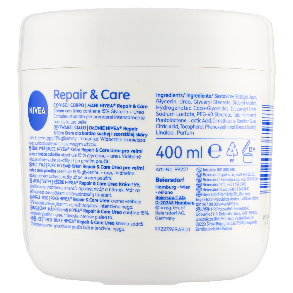 Nivea Repair & Care Crema Viso Corpo + Urea Vaso Ml 400 - Foto 3