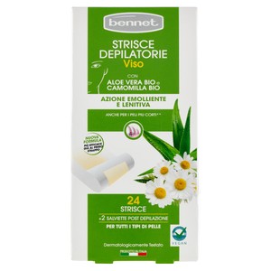 Strisce Depilatorie Viso Aloe Vera E Camomilla Bio Bennet - Foto 1