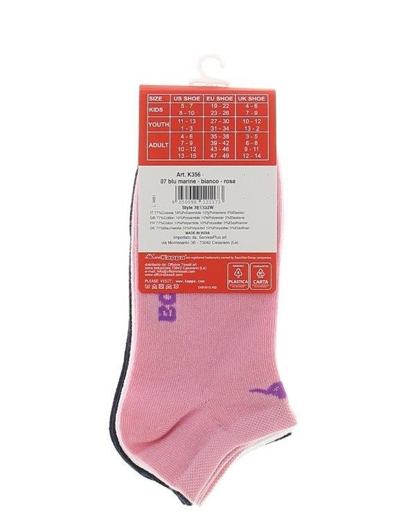 Calze Sneaker Unisex 36/38 Blu Marine Bianco Rosa Conf Da 3 Kappa - Foto 2