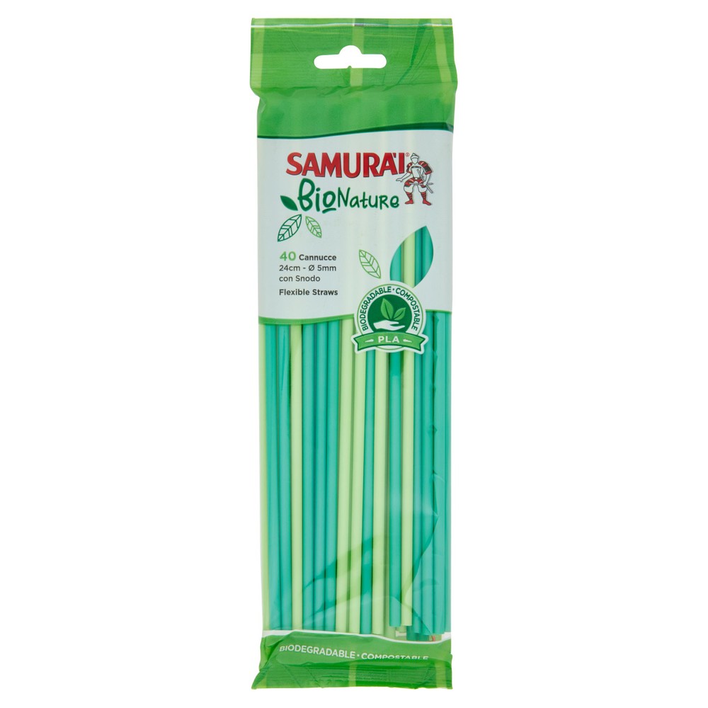 Cannucce In Bioplastica Biodegradabili E Compostabili Samurai 24cm, Con