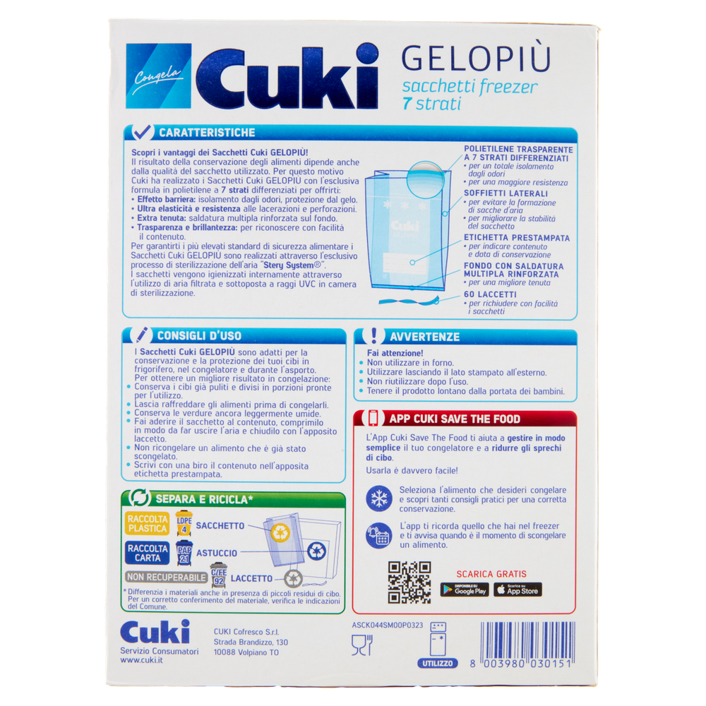Sacchetti Freezer Cuki Gelopiu' Formato Piccolo Cm.18x28 - Foto 3