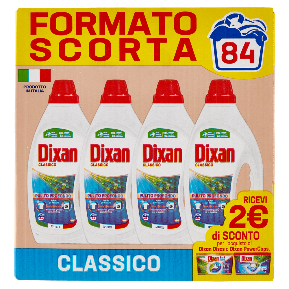 Detersivo Liquido Per Lavatrice Dixan 4 Conf. Da 21 Lavaggi