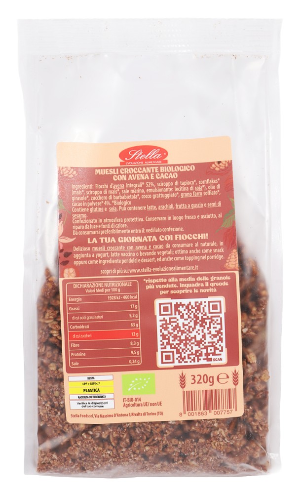 Crunchy Muesli Avena Al Cacao Biologico Stella - Foto 3